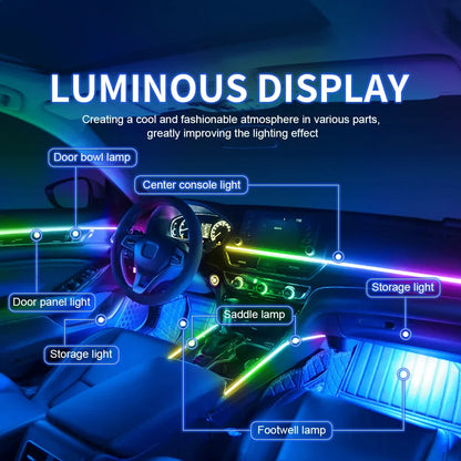 6/10/14/18/22 in 1 Led Car Hidden Ambient Light Symphony RGB 64 Color Bluetooth APP Interior Acrylic Matt Black Strip Backlight