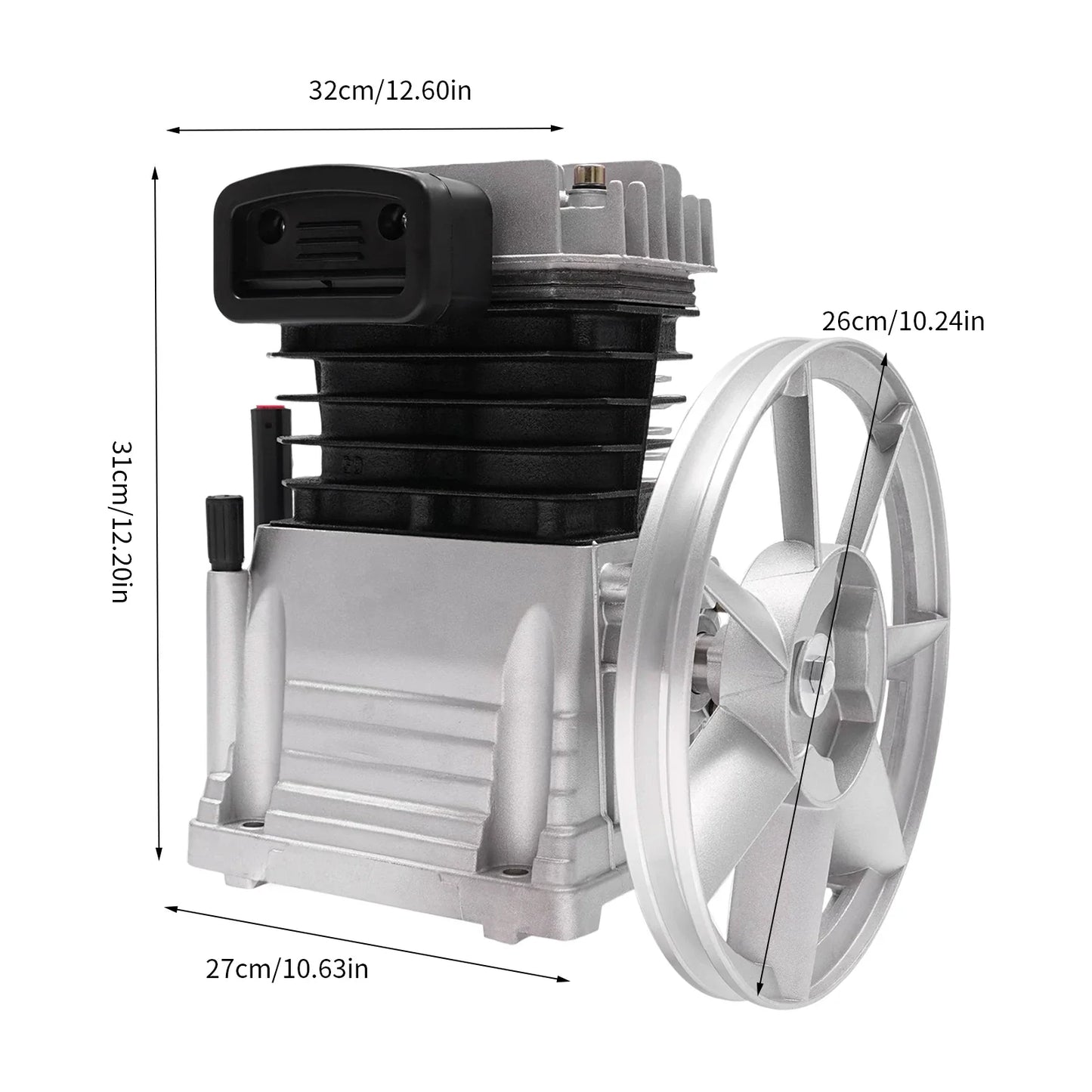 3HP Air Compressor Pump Head Piston Compressor Dual Cylinder Design 960rpm Outstanding Heat Dissipation Low Noise