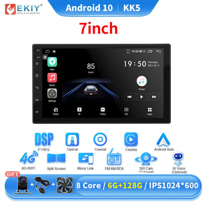 EKIY KK5 2 Din Android 7 9 10 in Car Multimedia Video Player Universal Stereo Radio GPS For Volkswagen Nissan Hyundai Kia Toyota