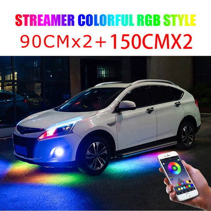 RGB Multicolor Flexible Flowing Car LED Light Underglow Underbody Waterproof Automobile Chassi Neon Atmosphere Light