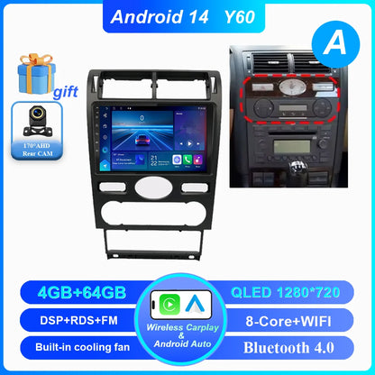 Android 14 Radio Stereo For Ford Mondeo MK 3 2000 2001 2002 2003 2004 2005-2007 Auto Multimedia Player GPS Navigation Bluetooth