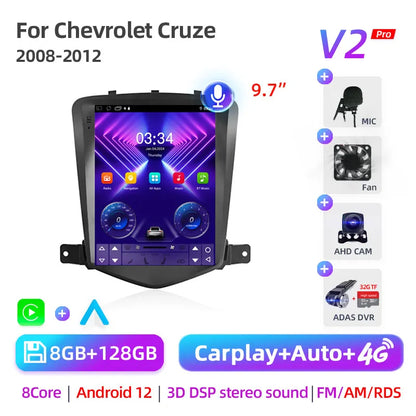 2Din Car Radio For Chevrolet Cruze J300 2008 2009-2012 Stereo Multimedia Video Player Navigation GPS Carplay 4G Android 11