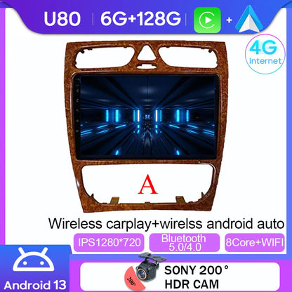 Android 14 wifi+4G Carplay BT Car Radio For Benz W203 W209 C180 C200 C220 C230 2004-2011 Navigation GPS Video Player Multimedia