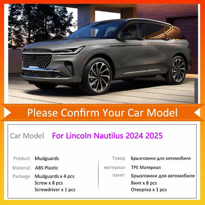 For Lincoln Nautilus 2024 2025 CDX707 Car Mudguards Mudflap Mudguard Splash Guards Mud Flaps Fender Auto Accessories Parts Soil