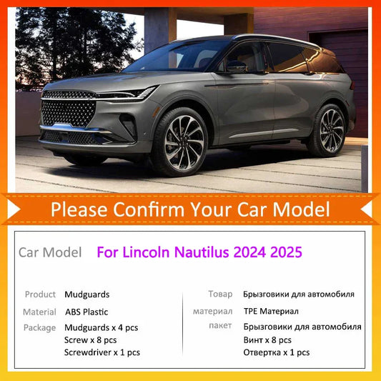 For Lincoln Nautilus 2024 2025 CDX707 Car Mudguards Mudflap Mudguard Splash Guards Mud Flaps Fender Auto Accessories Parts Soil