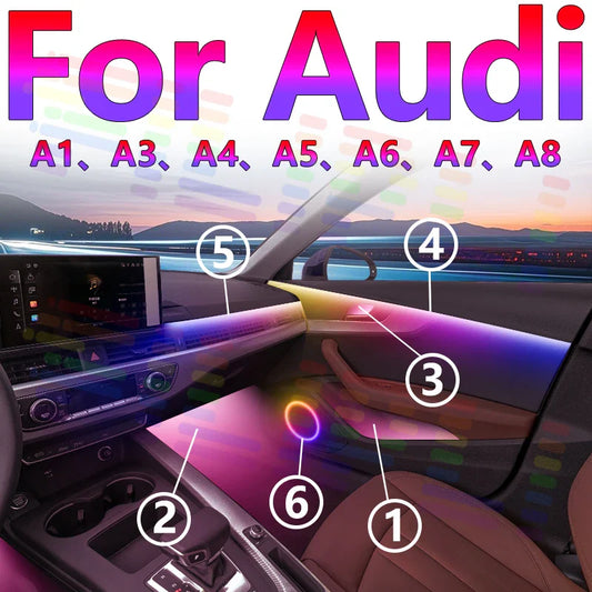 For Audi A1 A3 A4 A5 A6 A7 A8 - Symphony LED Interior Ambient Light Kit, Create a Magical and Enchanting Atmosphere in Your Car