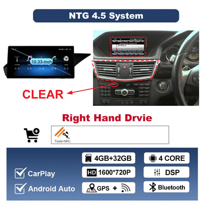 Wireless Carplay Android 14 for Mercedes Benz E Class W212 2009 - 2015 Car Radio Player Video DSP Stereo Touch Screen 4G WiFi BT