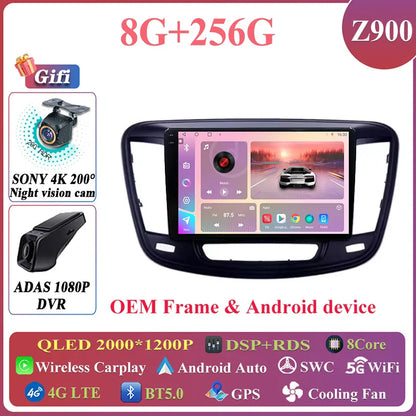 Android Auto For Chrysler 200 200C 200S 2015 - 2019 Car Radio Multimedia Video Stereo Player Carplay Navigation GPS DSP 5G WIFI
