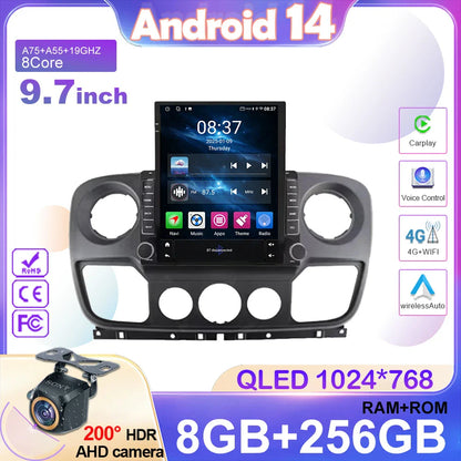 Car Android 14 For Renault Master Nissan NV400 Opel Movano 2010 - 2021 Navigation Touch Screen Multimedia Player Head Unit GPS