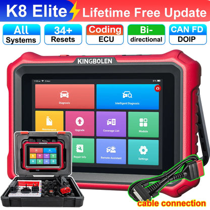 2025 New KINGBOLEN K8 PRO 8 inch Lifetime Free Car Diagnostic Tools All System 34 Reset ECU Coding Bi-directional CAN FD DOIP