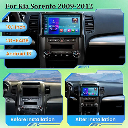 for Kia Sorento 2009-2012 Wireless CarPlay and Android Auto 10" Touchscreen Kia Sorento Headunit - WiFi/SWC + AHD Backup Camera