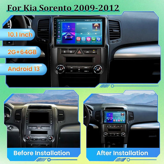 for Kia Sorento 2009-2012 Wireless CarPlay and Android Auto 10" Touchscreen Kia Sorento Headunit - WiFi/SWC + AHD Backup Camera