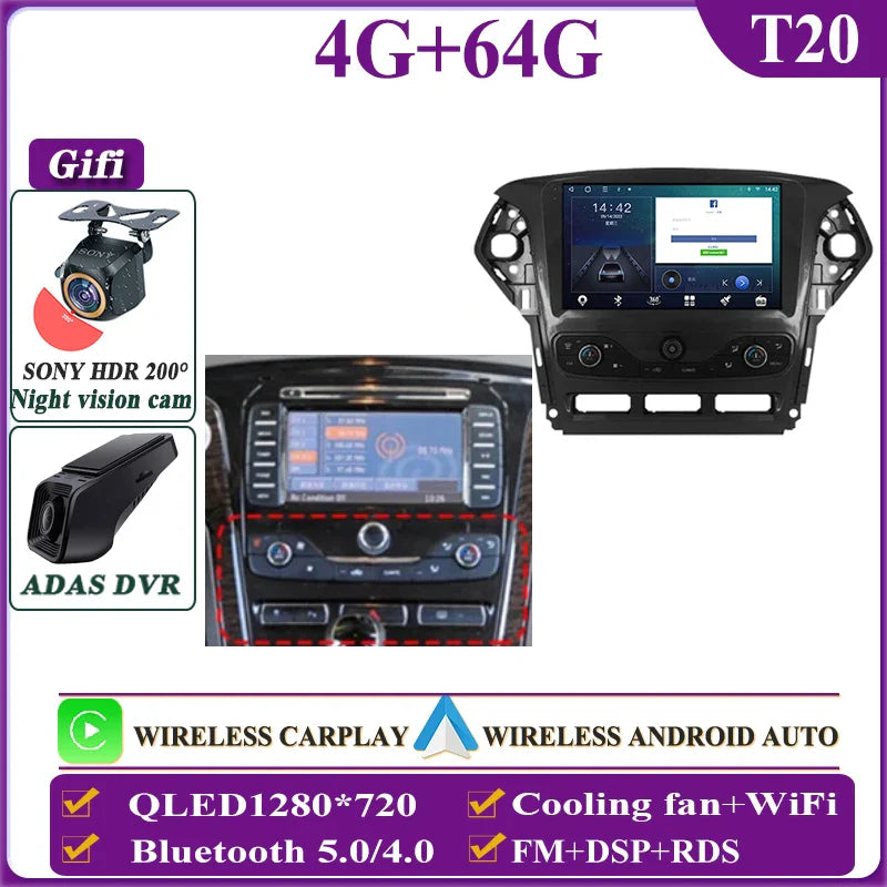 Autostereo 14 For Ford Mondeo MK4 2007-2014 Car Multimedia Video Player GPS Navigation Radio Android 13 Auto Carplay No 2Din DVD