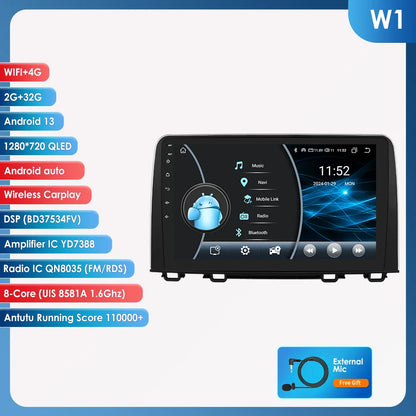 Hizpo Car Stereo Radio For Honda CRV CR-V 2017 - 2021 Multimedia Player Navigation GPS Carplay 2 Din Android Head Unit Wifi DSP