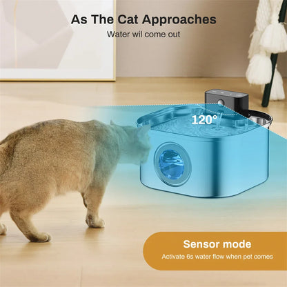 3.2L Cat Automatic Water Dispenser Pet Smart Induction Drinking Feeder USB With Filter Stainless Steel Dog Pet Function Bowl