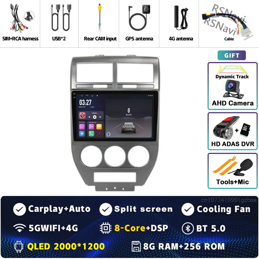 Android 14 For Dodge Caliber 2007 - 2012 2K QLED Android Car Radio Multimedia Video Player GPS AI Voice CarPlay 4G Stereo
