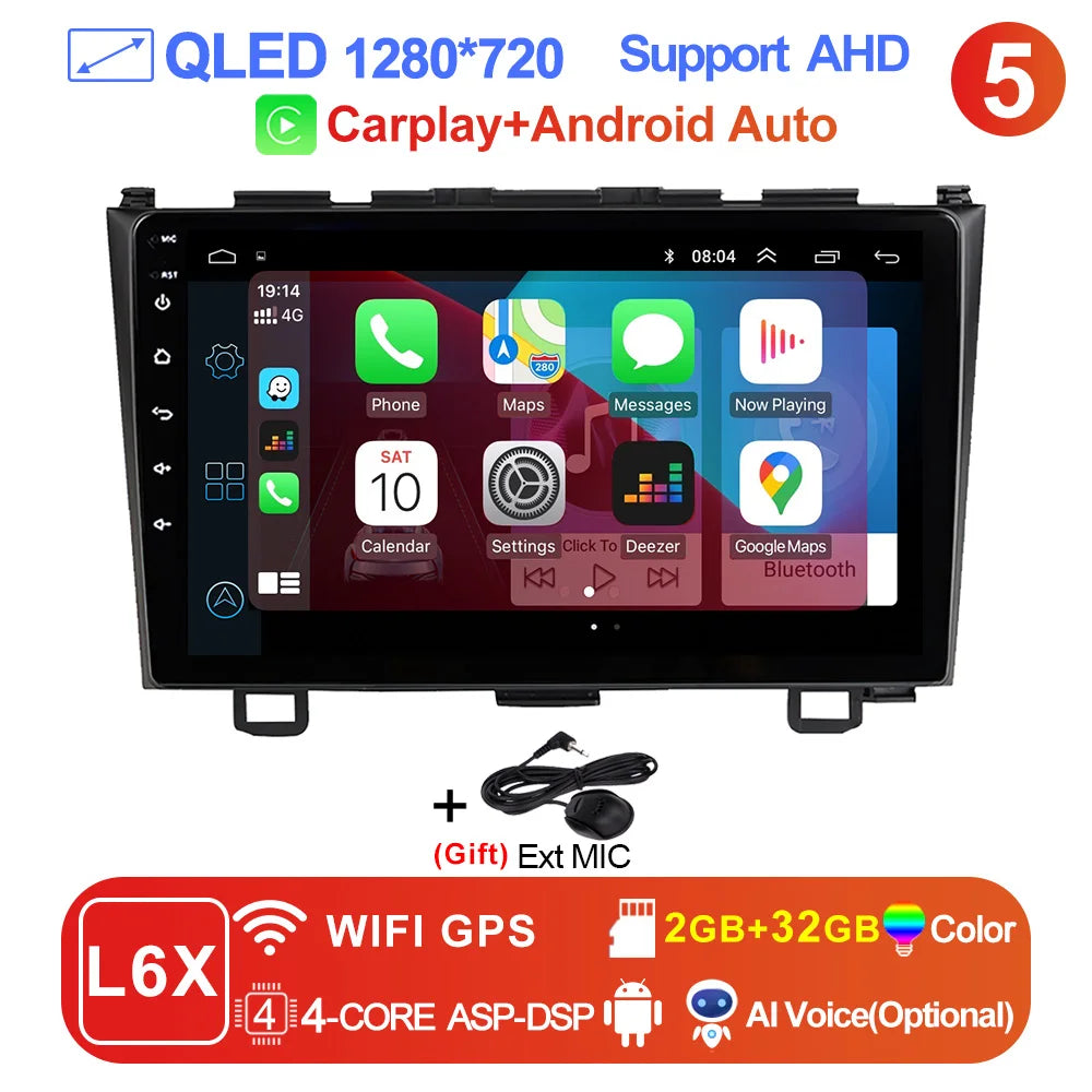 LEHX Pro 5G WIFI 8 Core Android 14 2 Din Autoradio Car Radio Multimedia Player For Honda CRV CR-V 2006-2011 Carplay gps dvd QLED