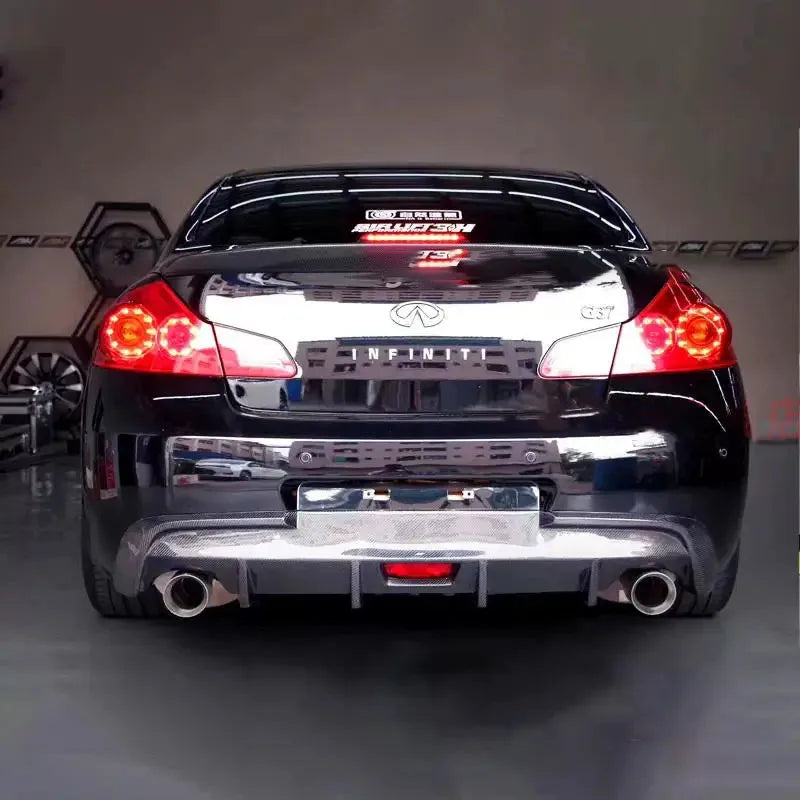 Rear Bumper Diffuser Spoiler Lip Trunk Wing Body Kit Splitter Cover Trim For Nissan Infiniti G37/25 Carbon Fiber