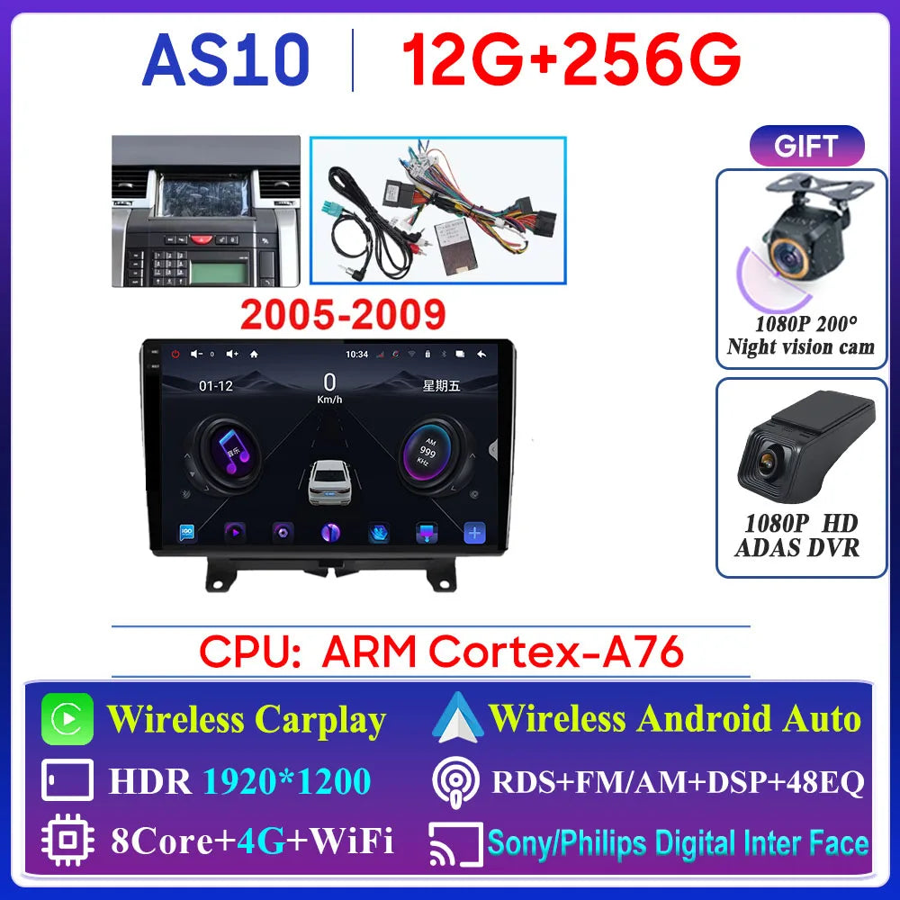 Car Radio Carplay For Land Rover Range Sport 2005 2006 2007 2008 2009  Multimedia Player GPS Navigation Android Auto 5G Wifi