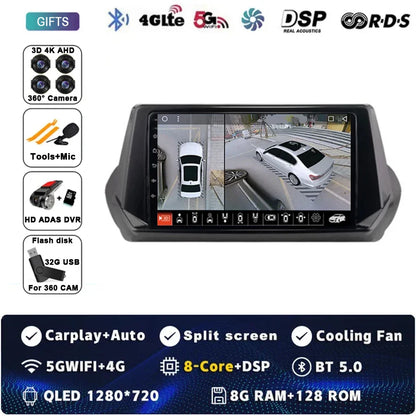 Android 15 Carplay Auto For Peugeot 2008 208 2019 2020 2021 2022 Car Radio Multimedia Video Player Navigation GPS  No 2Din 2 Din