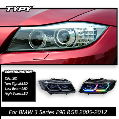 Car Lights For BMW 3 Series 2005-2012 E90 RGB Headlight LED Projetor head Lamp Daytime Running Light Automotive Accessories