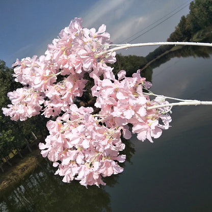 100pcs 90cm White Branch Snow Cherry Blossom Artificial Flower Home Living Room Decoration Wedding Outdoor Party Shooting Props