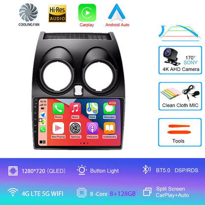 Android 14 2 DIN untuk Nissan Qashqai 1 J10 2006-2014 Radio Mobil Navigasi Pemutar Multimedia DVD Carplay Stereo Speaker Unit Ke