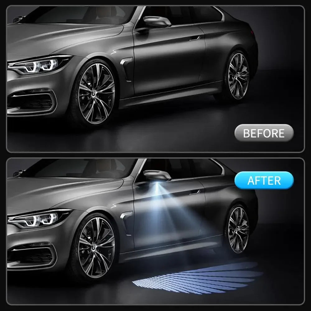 2pcs Car Side Rearview Mirror Welcome Lights Angel Wing Dynamic Projection Lamp Projection Lamp Cool For All Brands All Models