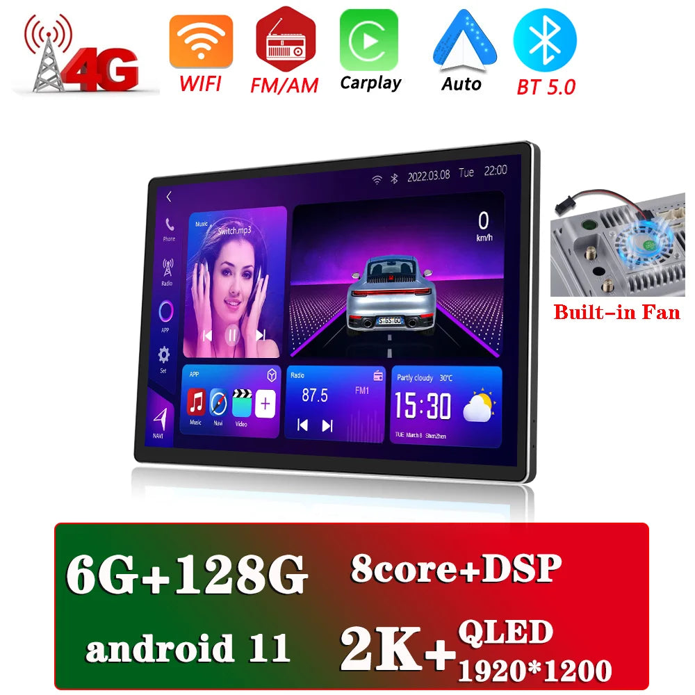 13.1" Car Radio GPS 2 din Android 11 Auto Carplay  For Nissan Hyundai KIA TOYOTA Honda Multimedia Player