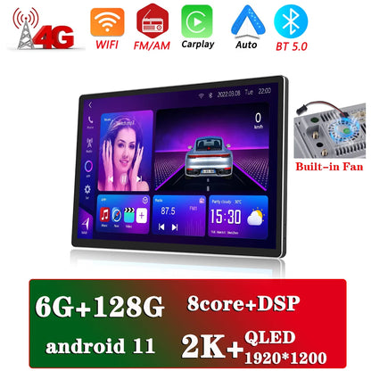 13.1" Car Radio GPS 2 din Android 11 Auto Carplay  For Nissan Hyundai KIA TOYOTA Honda Multimedia Player