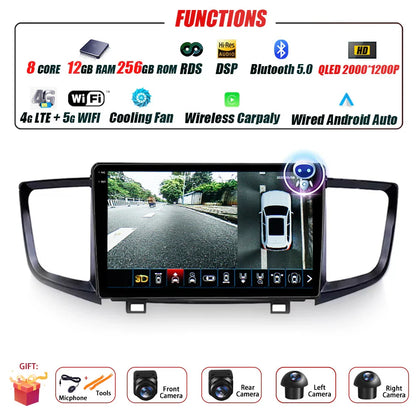 Car Radio Carplay For Honda Pilot 2016 - 2019 GPS Navigation Android Auto Stereo Multimedia Player 5G Wifi Screen BT RDS