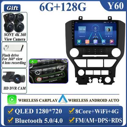 Android 14 Carplay FOR FORD Mustang S550 2014-2021 Multimedia Car Player Navigation Screen GPS Radio No 2 Din Stereo Head Unit