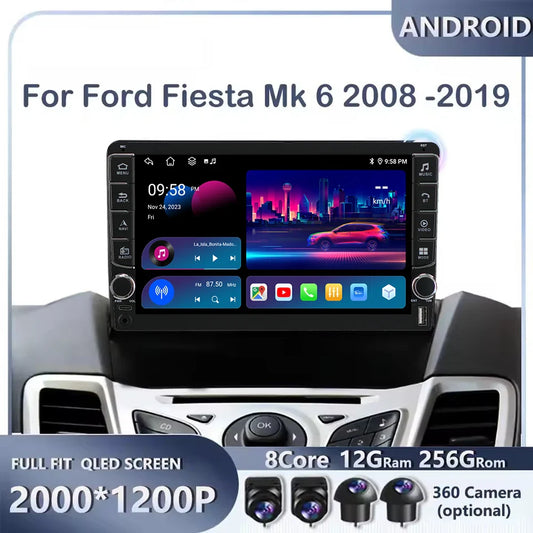 Car Radio Android 14 For Ford Fiesta Mk 6 2009 - 2018 Mirror Link AutoMotive Smart Car Systems GPS Navigation Bluetooth 8 Core