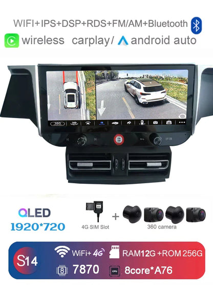 FYT 12G+256G Carplay Auto Android 14.0 4G LTE 360 Camera IPS Car DVD Player GPS WIFI Bluetooth Radio For Porsche Macan 2010-2016