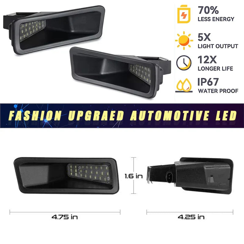 2Pcs LED Number License Plate light Lamps New Body For Dodge RAM 1500 Model 2019-2023 Car Accessories 6000K White OEM#68259696AD