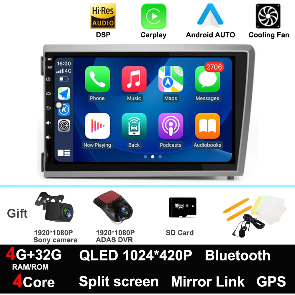 Android 13 For Volvo S60 V70 XC70 2000-2004 GPS Car Radio Stereo Multimedia Player Audio Navigation BT Carplay wifi+4G