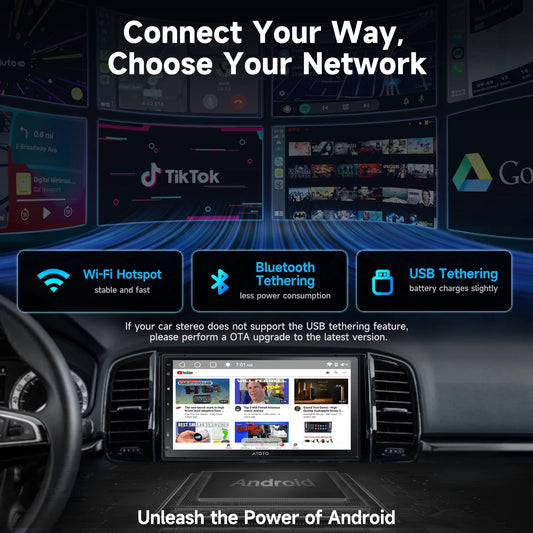 ATOTOZONE 7/9/10 Inch Android Car Stereo Double Din 1280x720IPS Touchscreen FM GPS WiFi Wireless CarPlay/Android Auto AHD Camera