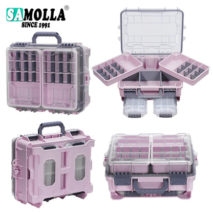 SAMOLLA Fishing Tackle Box Large Capacity Portable Multi-functional Waterproof Bait Accessories Outdoor Camping Storage Box