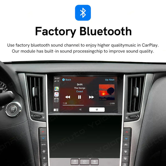 YolanAuto Wireless CarPlay Android Auto Module for Infiniti Q50 Q50L Q60 QX50 Aftermarket Car Upgrade Retrofit Kit