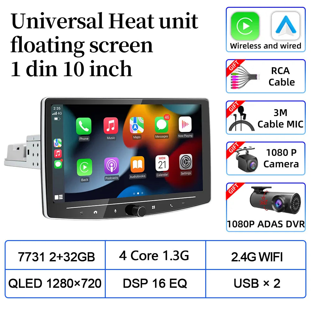 VATAV Android 13 1Din Floating screen Universal Multimedia AI voice Carplay Auto Stereo Radio Palyer Head Unit For Toyota Nissan