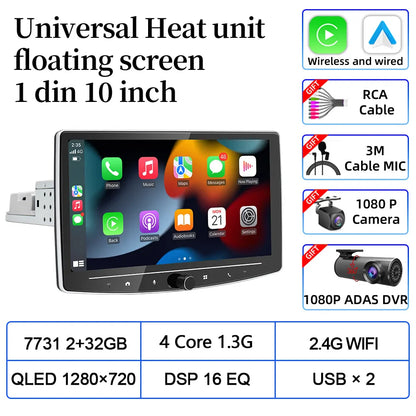 VATAV Android 13 1Din Floating screen Universal Multimedia AI voice Carplay Auto Stereo Radio Palyer Head Unit For Toyota Nissan