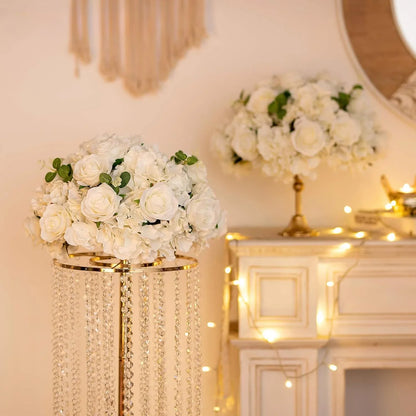 Flower Ball Arrangement Bouquet - 10 Pcs 15.7 inch Diameter White Fake Flowers Roses Balls for Centerpieces Tables  Rose