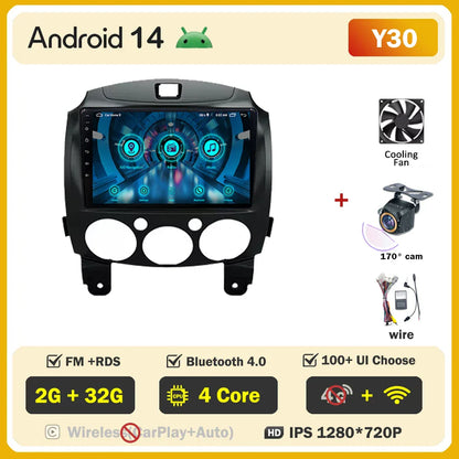 Android 14 Car For MAZDA 2 Mazda2 2007 2008 2009 2010 2011 2012 2013 2014 GPS Navi No 2 din Autoradio Car Android Radio Screen