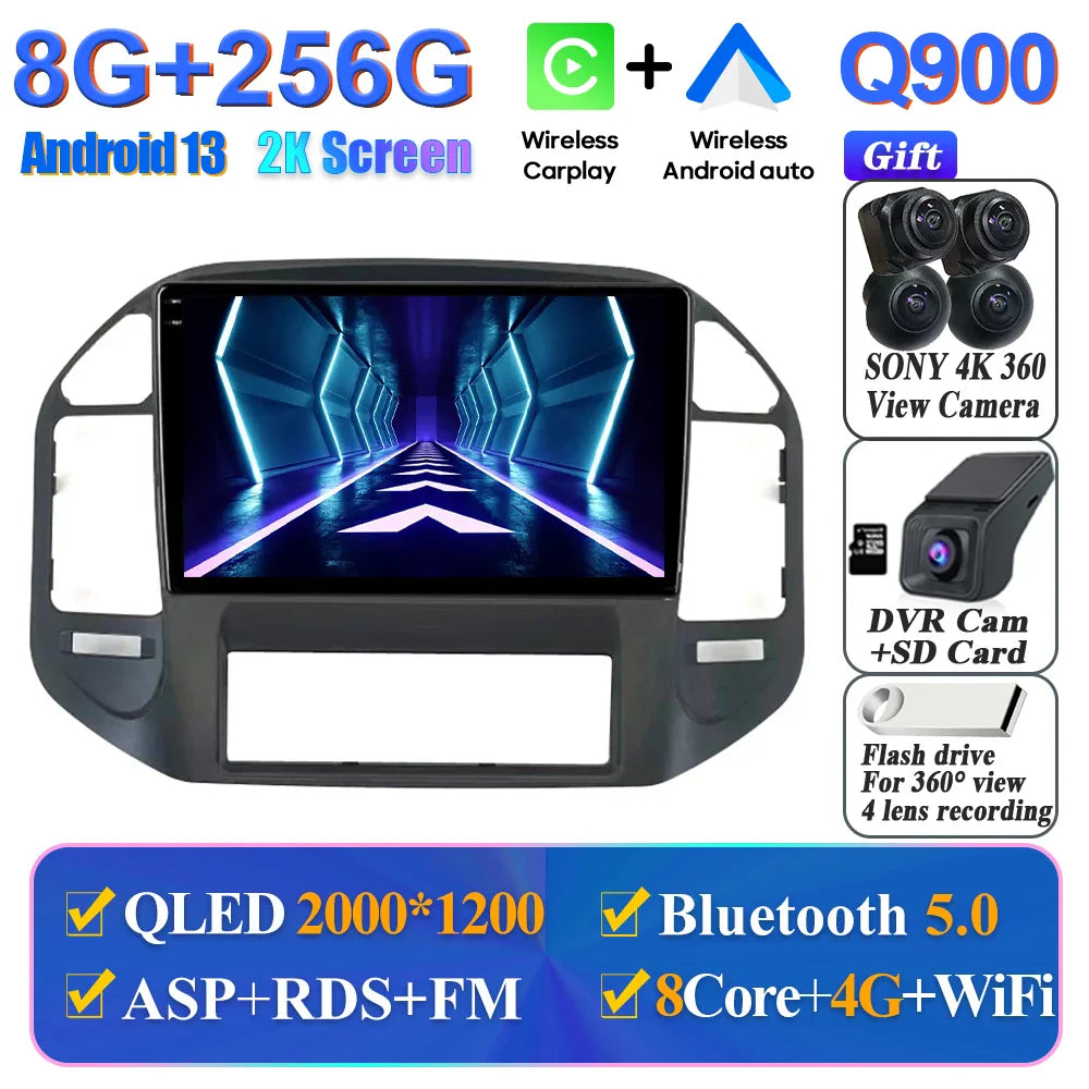 Wireless Android Head Unit For Mitsubishi Pajero 3 V70 V60 1999-2006 Car Auto Radio Carplay Multimedia GPS Navigation No 2din 4G