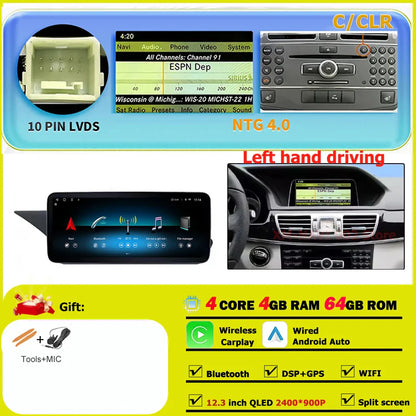 Car Radio Multimedia Android 14 For Mercedes Benz E Class W212 2009-2015 Auto Navigation GPS WIFI 4G Wireless CarPlay DSP Stereo