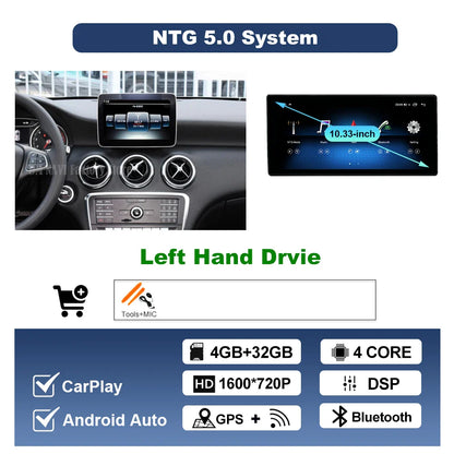 Wireless CarPlay Android Auto For Benz A Class 2013-2018 GLA Class 2015-2019 Navigation GPS Multimedia Display Head Unit BT DSP