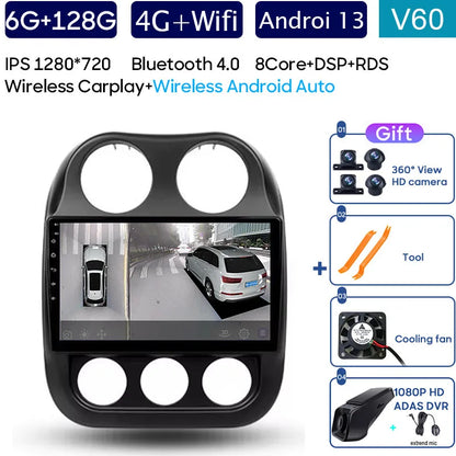 Car Android 14 For Jeep Compass Patriot 2010 - 2017 Auto Radio Multimedia Player Autoradio Stereo GPS Navigation Carplay No 2din