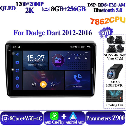 Wireless Android Auto Carplay For Dodge Dart 2012-2016 Car Multimedia Player 5G Wifi GPS Intelligent System 8 core Touch Display