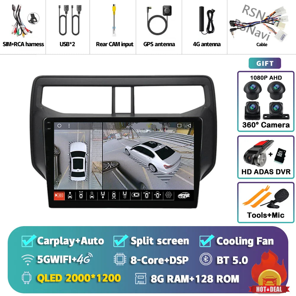 Android 14 Carplay Auto 2K Screen Car Radio BT Multimedia Player For Toyota Rush 2017 - 2020 Autoradio GPS Stereo 2din Head Unit
