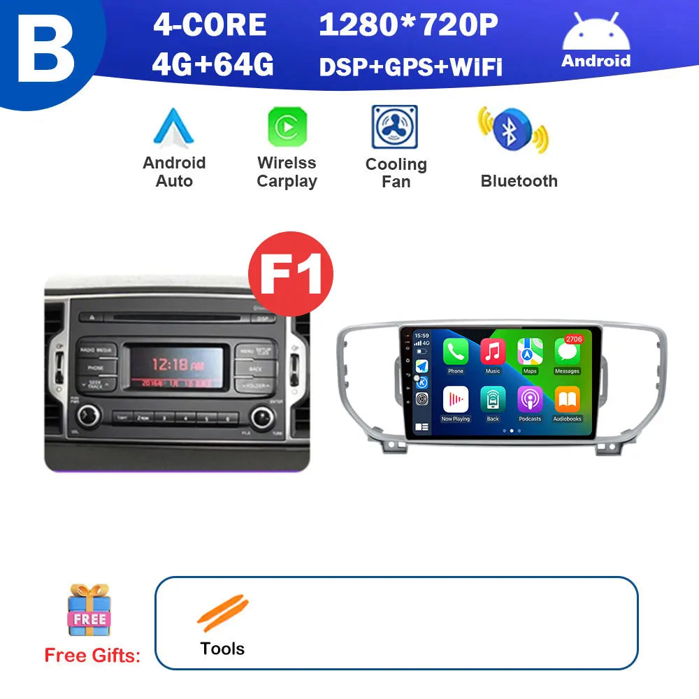 9 inch for KIA Sportage 4 QL 2016 2017 2018 Android Auto Navigation GPS Split Screen Wireless Carplay DSP Stereo Bluetooth WiFi